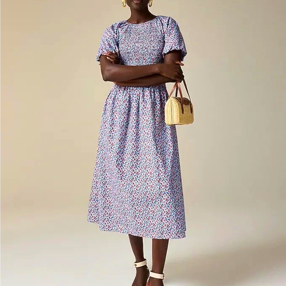 J. Crew Meadow Dress In Poppy Cotton Poplin